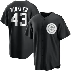 Chicago Cubs Dan Winkler White Replica Youth Black/ Player Jersey