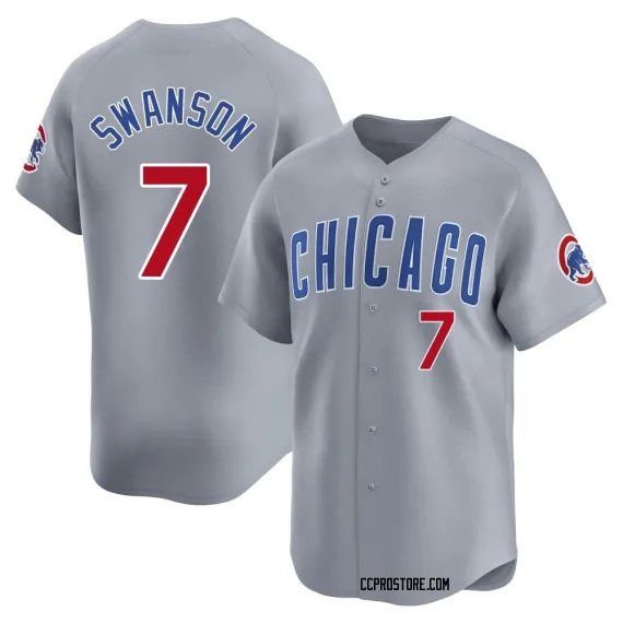 Chicago Cubs Dansby Swanson Gray Limited Men's Road Player Jersey