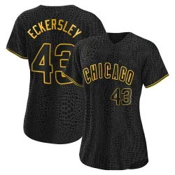 Chicago Cubs Dennis Eckersley Black Authentic Women's Snake Skin City Player Jersey