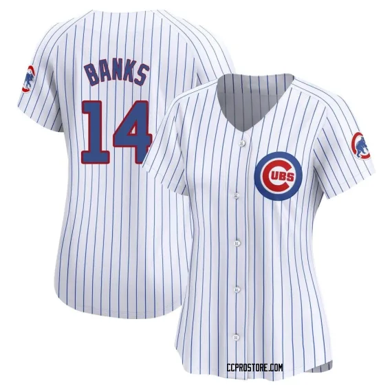 Chicago Cubs Ernie Banks White Limited Women's Home Player Jersey