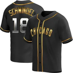 Chicago Cubs Frank Schwindel Black Golden Replica Men's Alternate Player Jersey