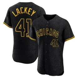 Chicago Cubs John Lackey Black Authentic Men's Snake Skin City Player Jersey