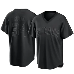 Chicago Cubs Kerry Wood Black Replica Men's Pitch Fashion Player Jersey