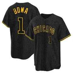 Chicago Cubs Larry Bowa Black Replica Men's Snake Skin City Player Jersey