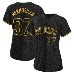 Chicago Cubs Michael Hermosillo Black Authentic Women's Snake Skin City Player Jersey