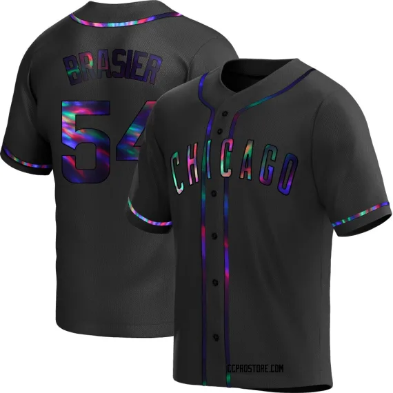 Chicago Cubs Ryan Brasier Black Holographic Replica Men's Alternate Player Jersey