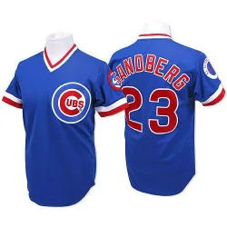 Chicago Cubs Ryne Sandberg Official Blue Authentic Men's Mitchell and Ness Throwback Player MLB Jersey
